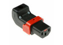 ACT C13 IEC Lock+ herbedraadbaar boven of onder haakse connector zwart, PA130100DBK