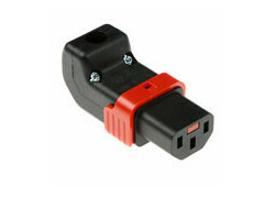 ACT C13 IEC Lock+ herbedraadbaar boven of onder haakse connector zwart, PA130100DBK