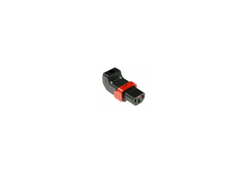 ACT C13 IEC Lock+ herbedraadbaar boven of onder haakse connector zwart, PA130100DBK