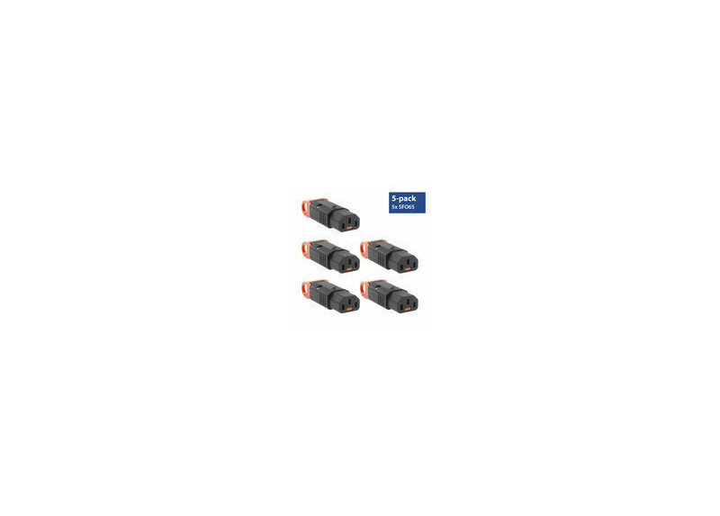 ACT C13 IEC Lock+ herbedraadbaar connector zwart, PA130100BK, 5-Pack