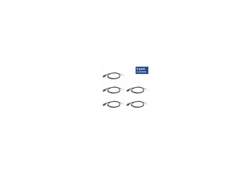 ACT Netsnoer C13 IEC Lock - open einde zwart 2 m, PC1025, 5-Pack