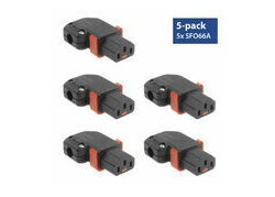 ACT C13 IEC Lock+ herbedraadbaar links of rechts haakse connector zwart, PA130100RBK, 5-Pack