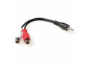 ACT 0,15 meter audio aansluitkabel 1x 3.5mm stereo jack male - 2x Tulp female