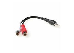 ACT 0,15 meter audio aansluitkabel 1x 3.5mm stereo jack male - 2x Tulp female