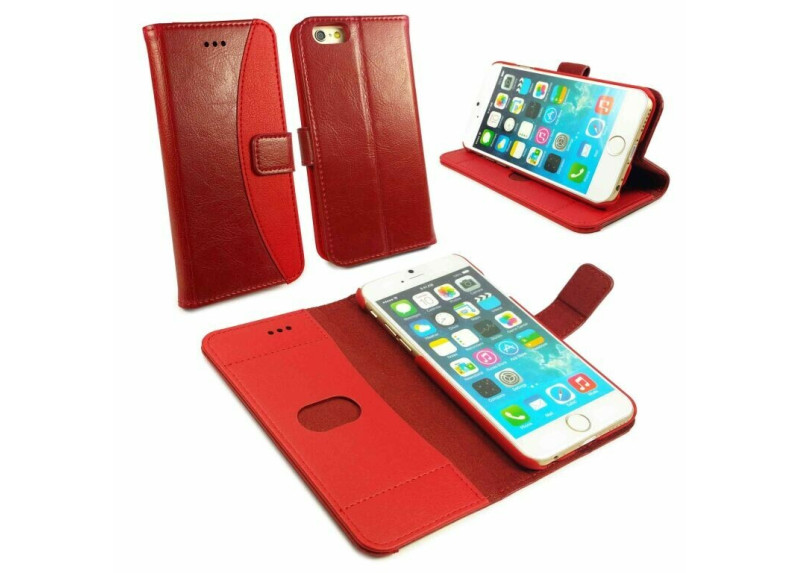 Tuff-LuvLeren Slim-Stand Portemonnee Hoesje Voor Iphone 6 Plus / 6s Plus - Rood