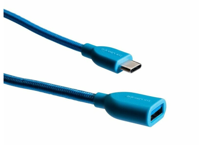 Boompods USB C naar USB A Female Adapter 1 Meter Blauw