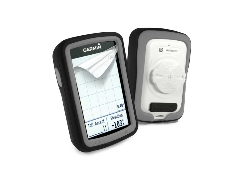 Tuff-Luv - Siliconen Twin Dubbellaagse Skin Case - Voor de Garmin Edge 820 - Zwart / Grijs