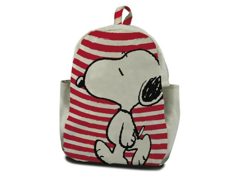 Snoopy - Rugzak - 30 cm hoog - wit met rood gestreept