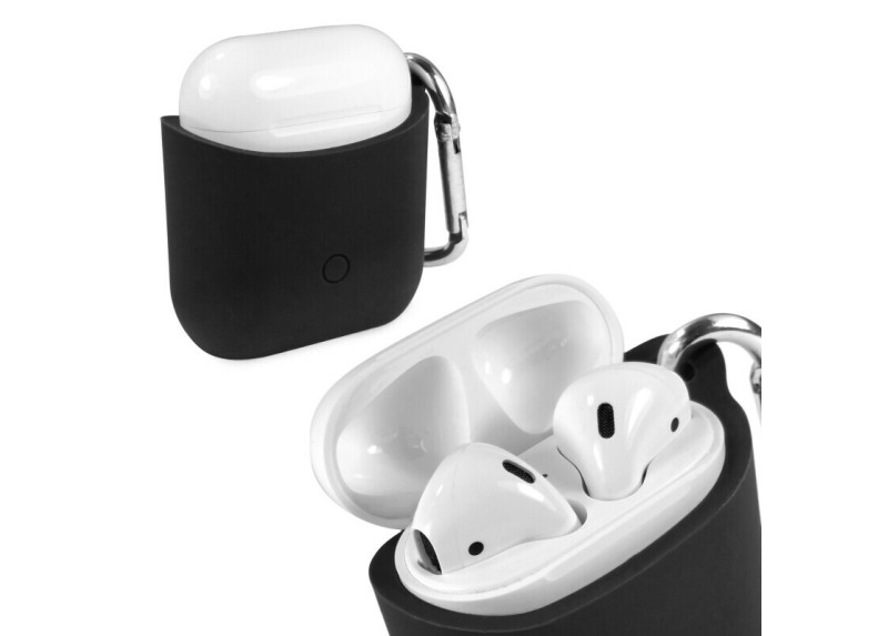 Tuff-luv - Siliconen hoesje voor de Apple airpods headphones - zwart