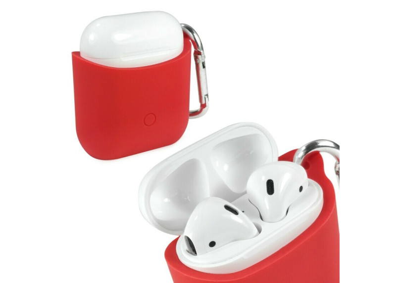 Tuff-luv - Siliconen hoesje voor de Apple airpods headphones - rood