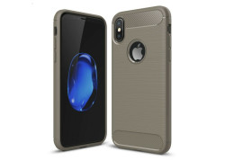 Tuff-luv - Carbon Fiber stijl TPU, beschermende en Schockbestendige achterkant voor de Apple iPhone X case - grijs