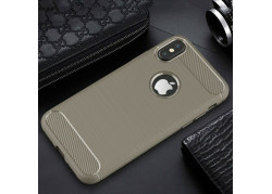 Tuff-luv - Carbon Fiber stijl TPU, beschermende en Schockbestendige achterkant voor de Apple iPhone X case - grijs