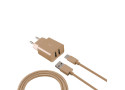 Ksix - Stopcontact met Micro USB Kabel - LG G5 - Samsung Galaxy Note 3 N9000 - Goud