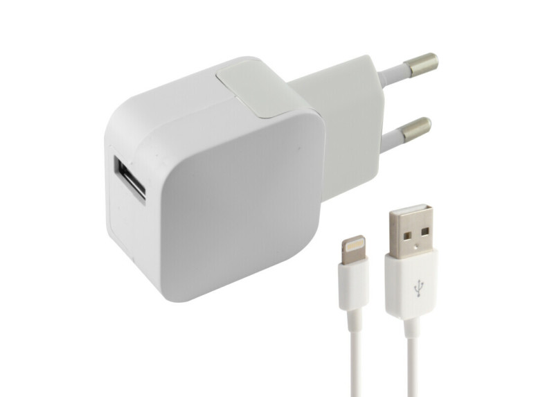 Ksix - Stopcontact met lightning USB-Kabel voor Iphone - Wit