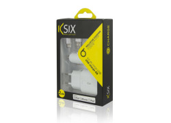 Ksix - Charge pack - Oplader, autolader en lightning-USB-Kabel - Wit