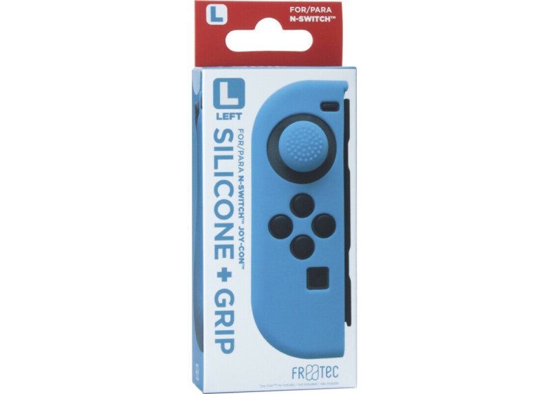 Joy Con Controller Silicone Skin - Links - Blauw + Grips - Nintendo Switch - Switch OLED