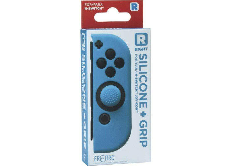 Joy Con Controller Silicone Skin - Rechts - Blauw + Grips - Nintendo Switch -Switch OLED