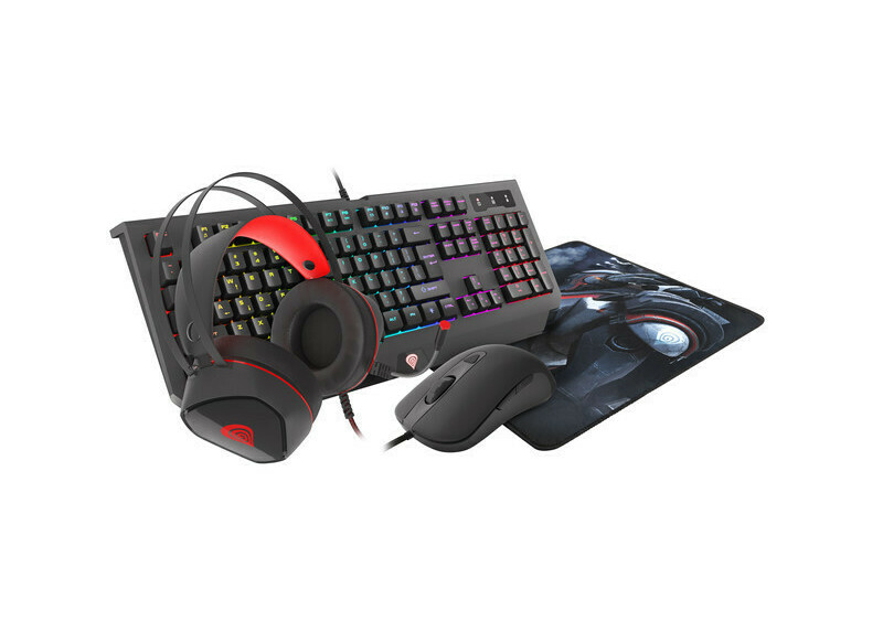 Gaming Combo Set 4 In 1 Genesis Cobalt 330 RGB toetsenbord plus muis plus headset en muismat - US Layout