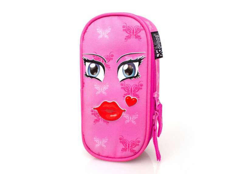 Delbag - Etui Ovaal - Gezicht Kus - Roze - 21 cm