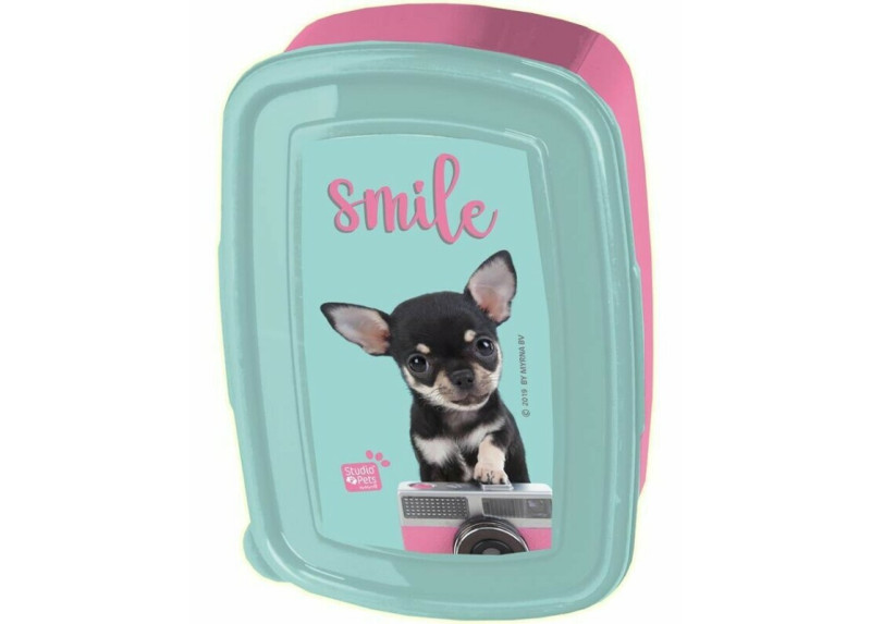 Studio Pets - Broodtrommel chihuahua Smile - Blauw en Roze