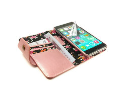 Alston Craig - Echt leren dames streep magnetisch telefoon hoesje voor Apple Iphone 8 - Rose goud (Secret garden)