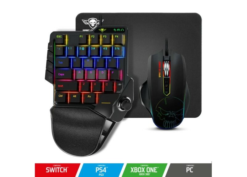 Spirit of Gamer XPERT-G900 3 in 1 RGB combo keypad muis en muismat voor PS4/Xboxone/Switch/PC Zwart