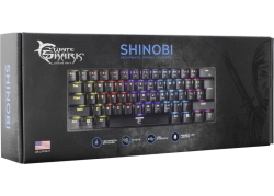 White Shark SHINOBI GK-2022 TKL Gaming toetsenbord met LED verlichting en Outemu blauwe mechanische switches US Layout - Zwart