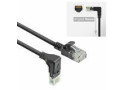 ACT Zwarte 1 meter U/UTP CAT6A LSZH slimline patchkabel met RJ45 connectoren, recht naar 90° haaks beneden