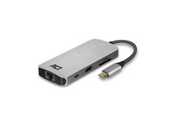 ACT AC7041 USB-C naar HDMI multiport adapter met ethernet, USB hub, cardreader en PD pass through