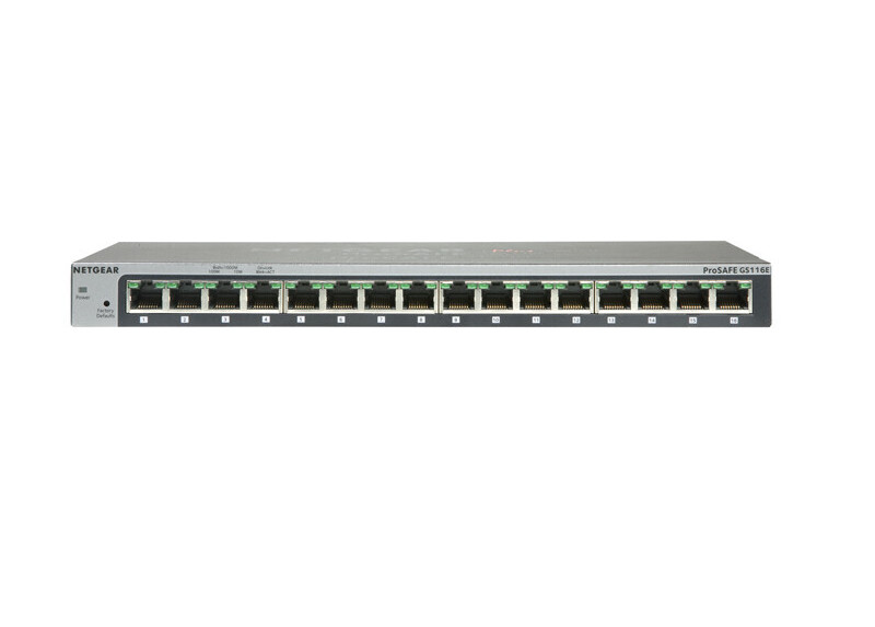 NETGEAR ProSAFE Unmanaged Switch - GS116GE - Desktop - 16 Gigabit Ethernet poorten 10/100/1000 Mbps