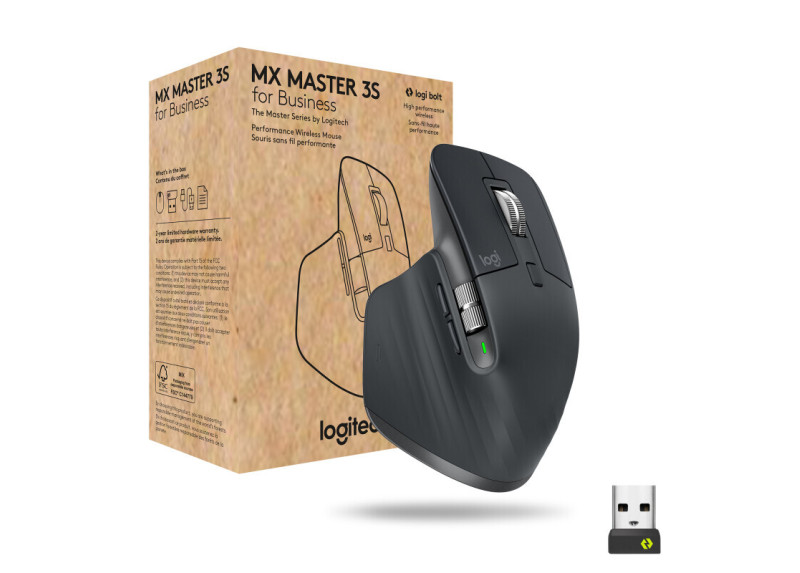 Logitech MX Master 3s for Business muis Rechtshandig RF-draadloos + Bluetooth Laser 8000 DPI