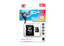 Silicon Power 16GB MicroSDHC Class10 UHS-1 incl. SD-adapter Zwart