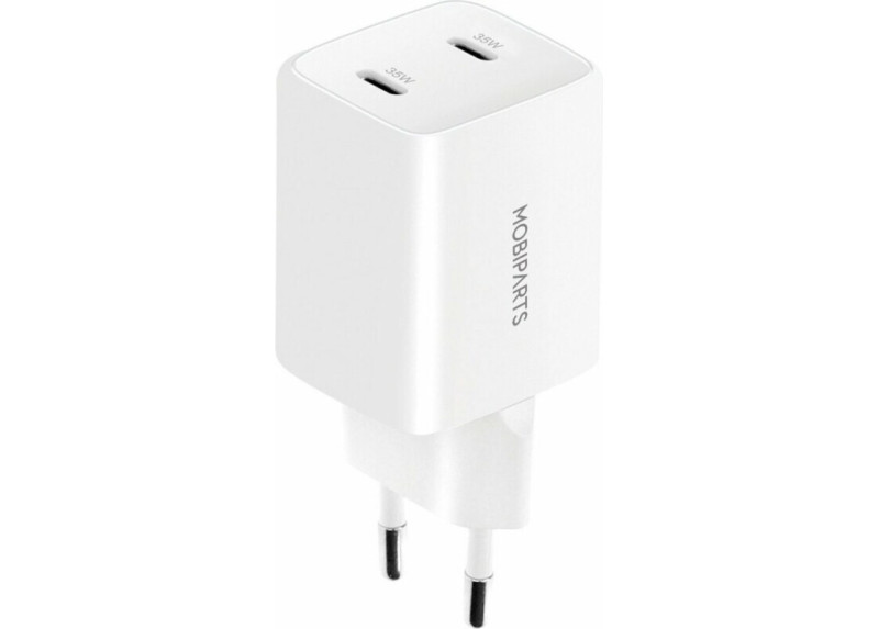 Mobiparts GaN Wall Charger Dual USB-C 35W Wit