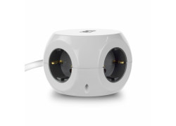 ACT Stekkerdoos kubus met 3 type F stopcontacten, 30W Power Delivery USB-C/A poorten, kabellengte 1,5m