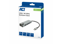 ACT USB-C 4K docking station voor 1 HDMI monitor, ethernet, USB-A, PD pass-through