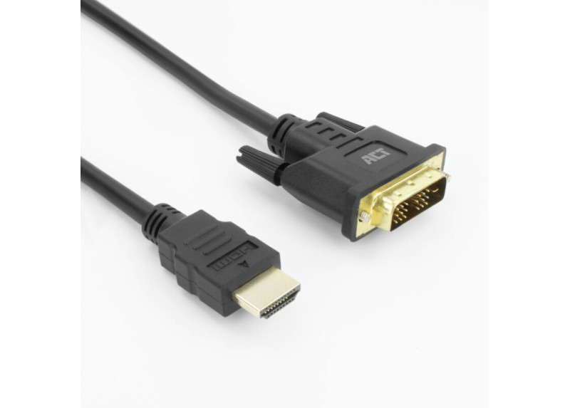 ACT HDMI-A male naar DVI-D male adapterkabel, 1 meter