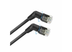 ACT Zwarte 3 meter U/FTP CAT6A Slimline patchkabel met draaibare 360° RJ45-connectoren