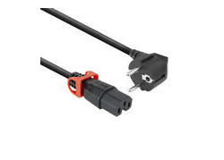 ACT Netsnoer CEE 7/7 male (angled)  - C15 IEC Lock+ zwart 1 m, EL603S