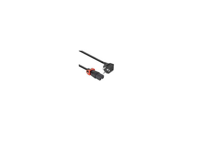 ACT Netsnoer CEE 7/7 male (angled)  - C15 IEC Lock+ zwart 1 m, EL603S