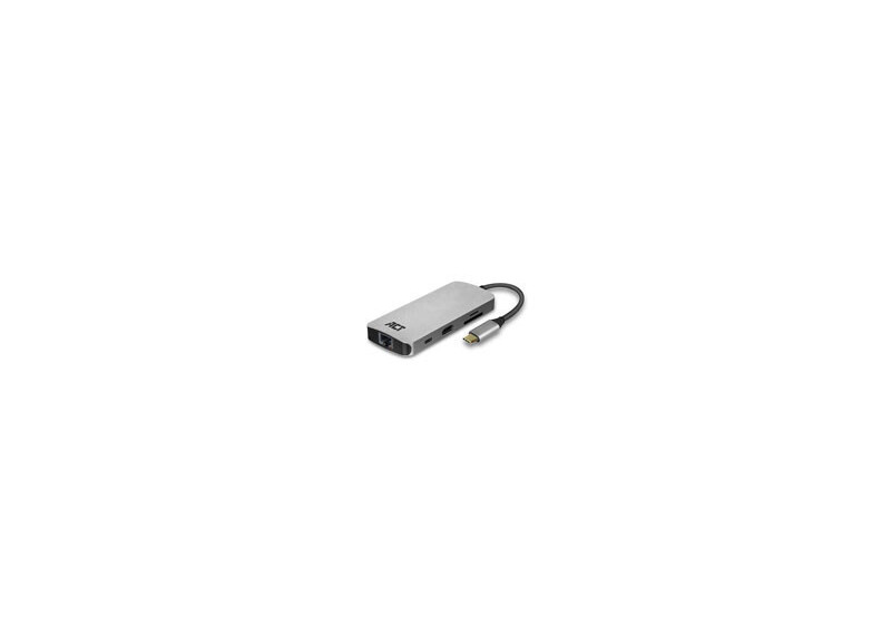 ACT AC7041 USB-C naar HDMI multiport adapter met ethernet, USB hub, cardreader en PD pass through