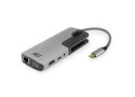 ACT AC7043 USB-C naar HDMI of VGA multiport adapter met ethernet, USB hub, cardreader, audio en PD pass through