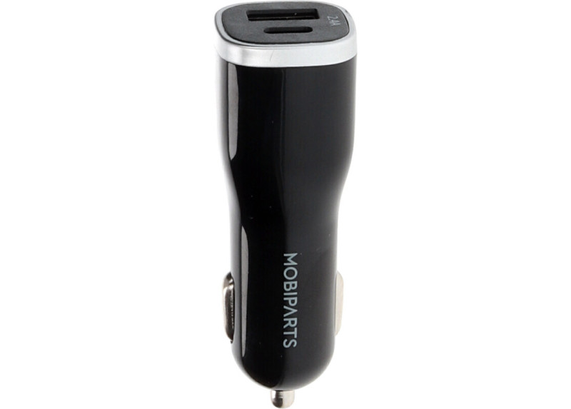 Mobiparts Car Charger Dual USB-A en USB-C 2.4A Black