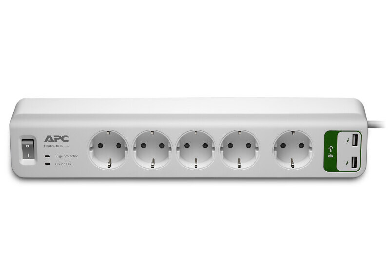 APC Stekkerdoos met overspanningsbeveiliging 5x stopcontact + 2x USB