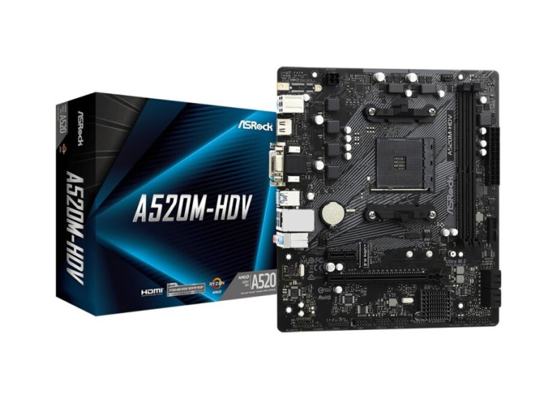 Asrock A520M-HDV | Socket AM4 | AMD A520 | 2xDDR4 | Micro-ATX | Moederbord