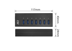 ACT AC6315 interface hub USB 3.2 Gen 1 (3.1 Gen 1) Type-A 5000 Mbit/s Zwart