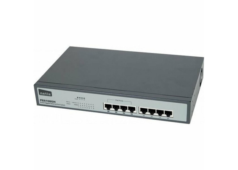 Netis System PE6108GH netwerk-switch Unmanaged Gigabit Ethernet (10/100/1000) Power over Ethernet (PoE) Zwart, Grijs