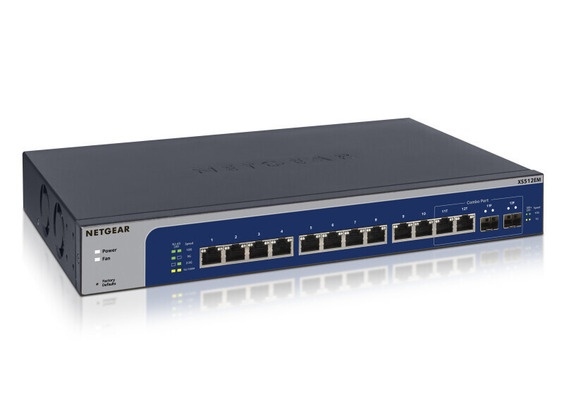 NETGEAR XS512EM Managed L2 10G Ethernet (100/1000/10000) 1U Blauw, Grijs