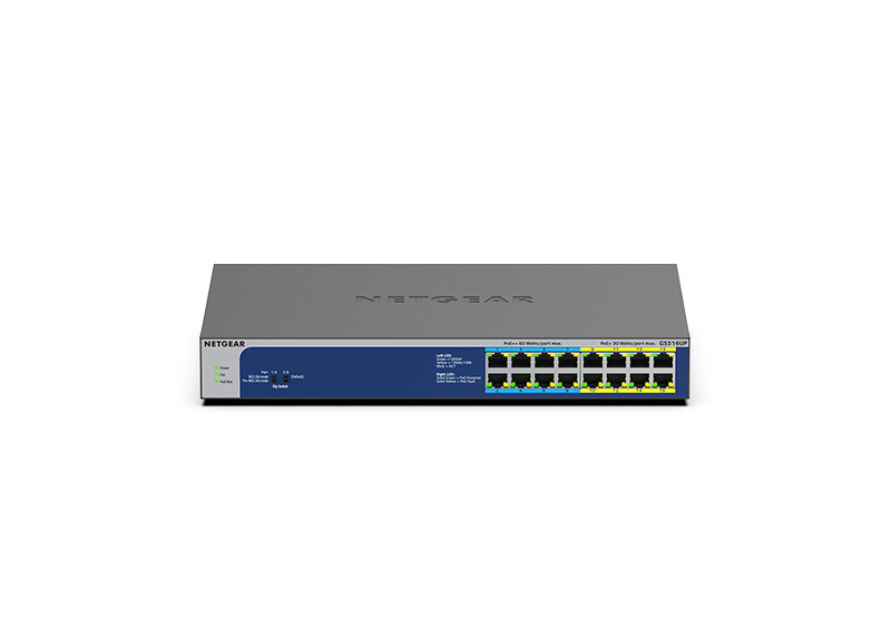 NETGEAR GS516UP Unmanaged Gigabit Ethernet (10/100/1000) Power over Ethernet (PoE) Grijs