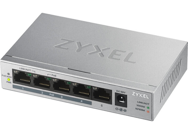 Zyxel GS1005HP Unmanaged Gigabit Ethernet (10/100/1000) Power over Ethernet (PoE) Zilver