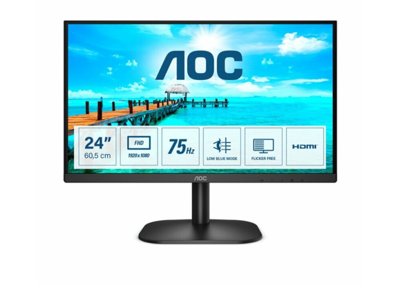 MON AOC 23.8 F-HD / VGA / DVI / VESA / Black RENEWED